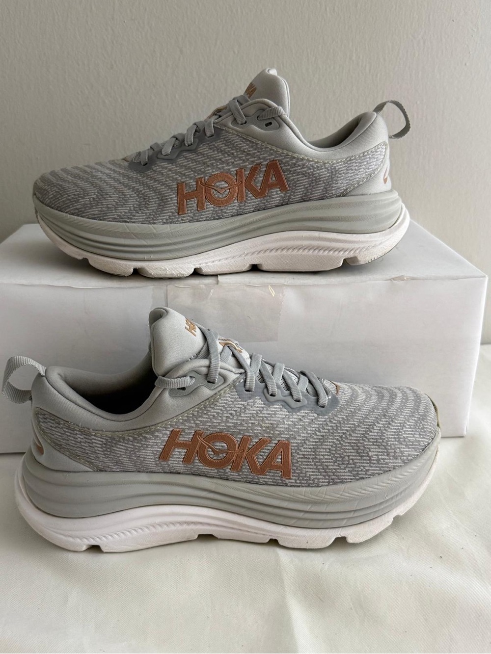 Hoka One Gaviota 5 Women's Size 8B Harbor Mist Rose Gold Running Shoes